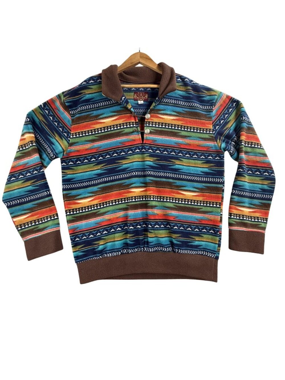 Western Wits Sweater Mens Large Multicolor Fleece Western Pullover Made USA